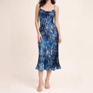 Forever 21 Satin Midi Slip Dress Size S Soft Minimalist Art Contemporary blue